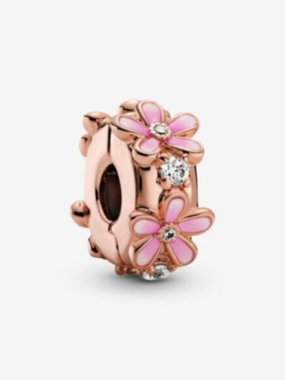 Pandora Rose Gold Pink Enamel Daisy Spacer Charm